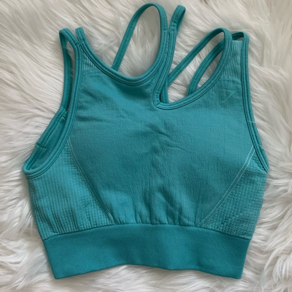 Gymshark Ultra Seamless Sportsbra Small Turquoise Activewear Yoga Fitness Gym